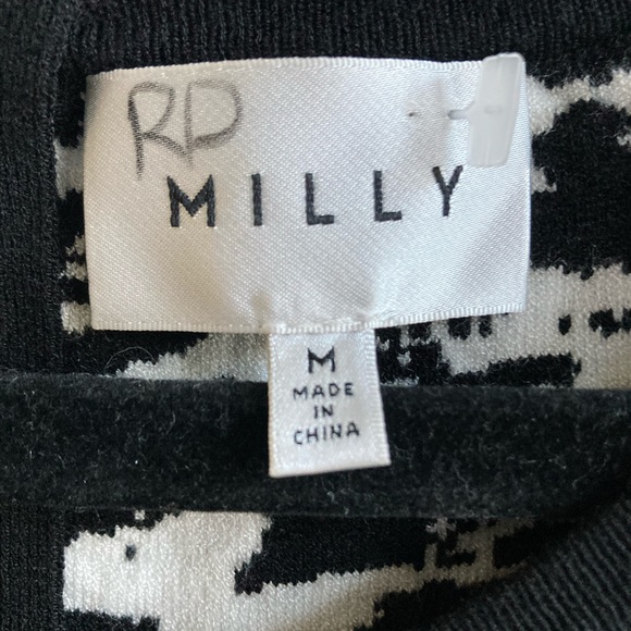 MILLY | black and white high neck skater dress - Picture 3 of 4